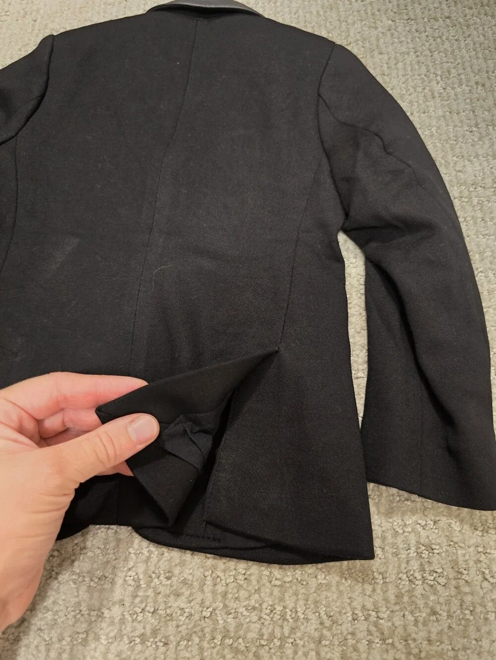 NEW Zara Black Blazer with Leather Collar and Gold Buttons